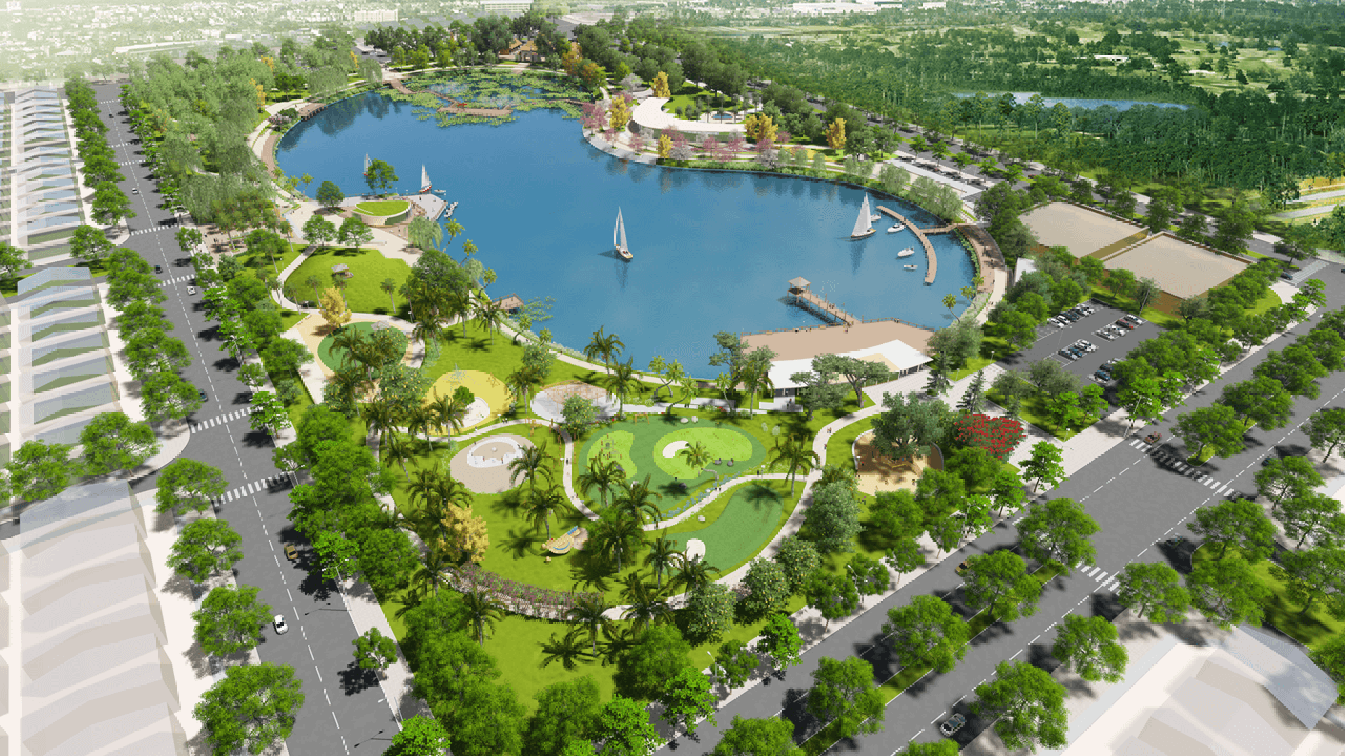 Khu công viên Hồ điều hoà phía Bắc và phía Nam nghĩa trang Mai Dịch